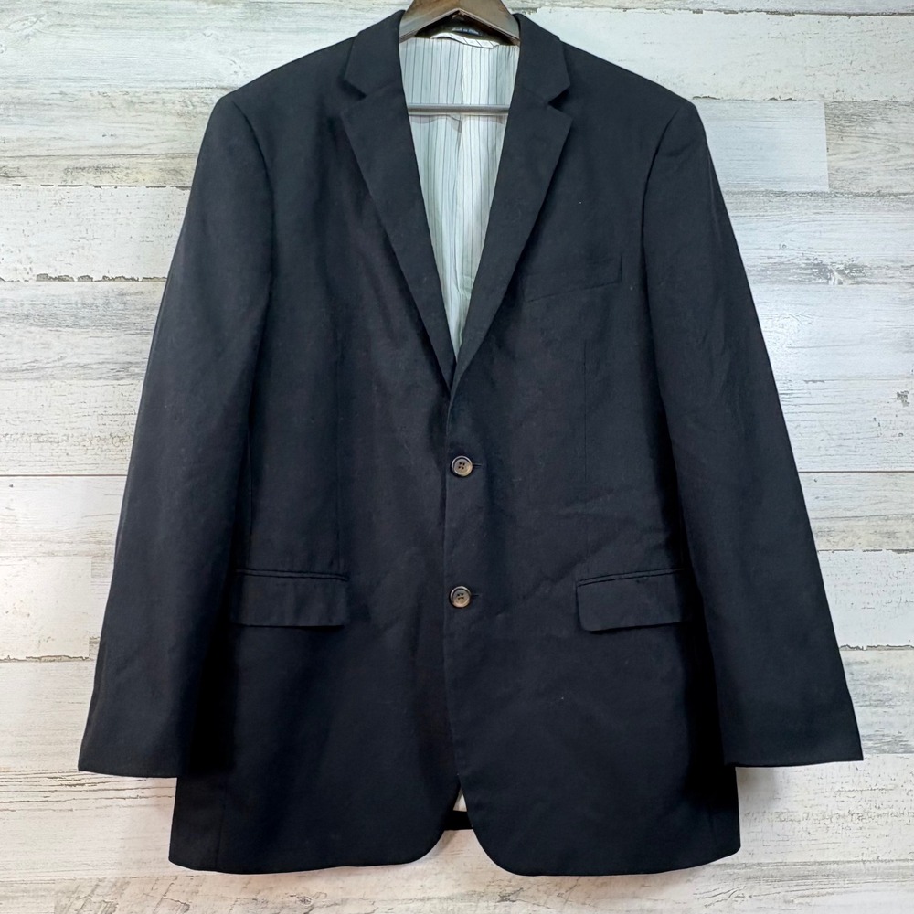 Johnston & Murphy Chelsea Mens 44L Black Two‎ Button Blazer Sport Coat Jacket